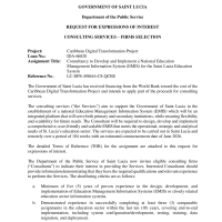 Government of Saint Lucia: Caribbean Digital Transformation Project - Consultancy to Develop and Implement a National Education Management Information System (EMIS) for the Saint Lucia Education System